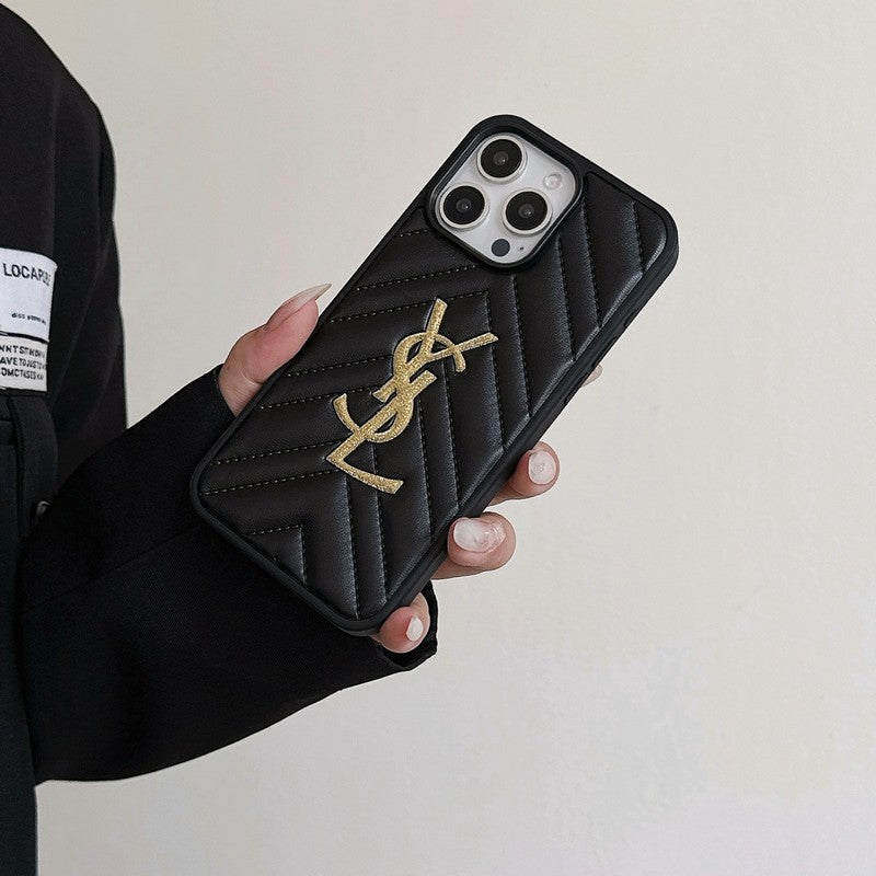 Saint Zwart & Wit leren iPhone-hoesje