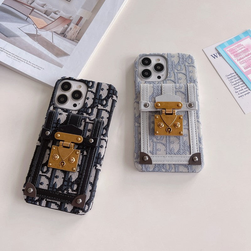時尚卡包布料 iPhone 手機殼
