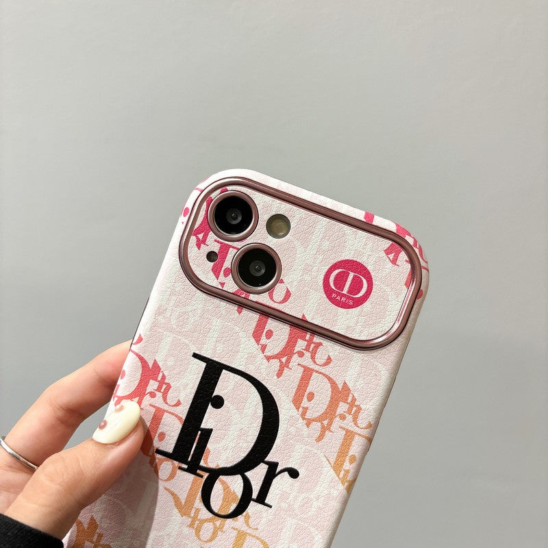 時尚白色 & 棕色皮革 iPhone 保護殼