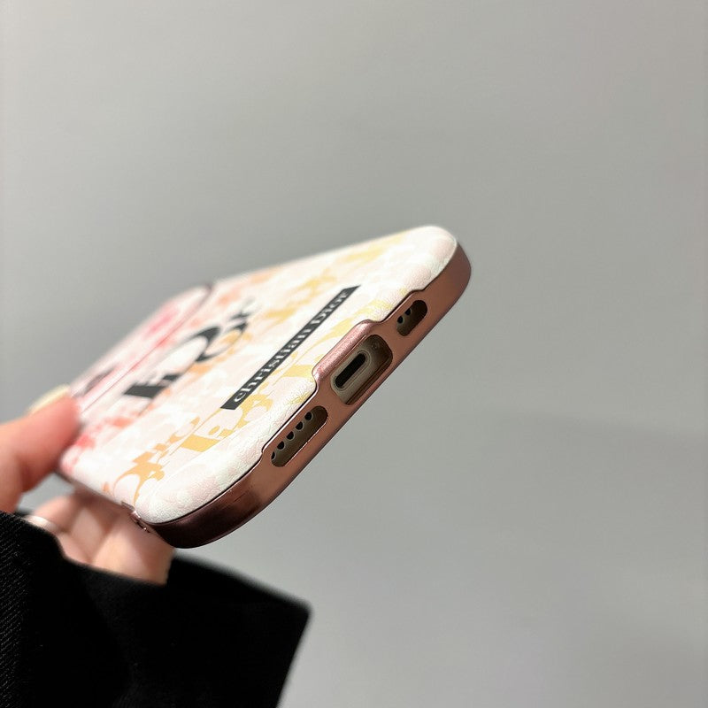 時尚白色 & 棕色皮革 iPhone 保護殼