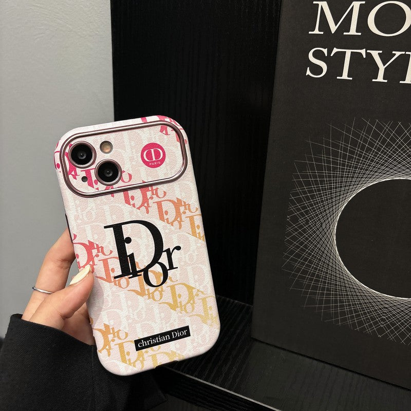 時尚白色 & 棕色皮革 iPhone 保護殼