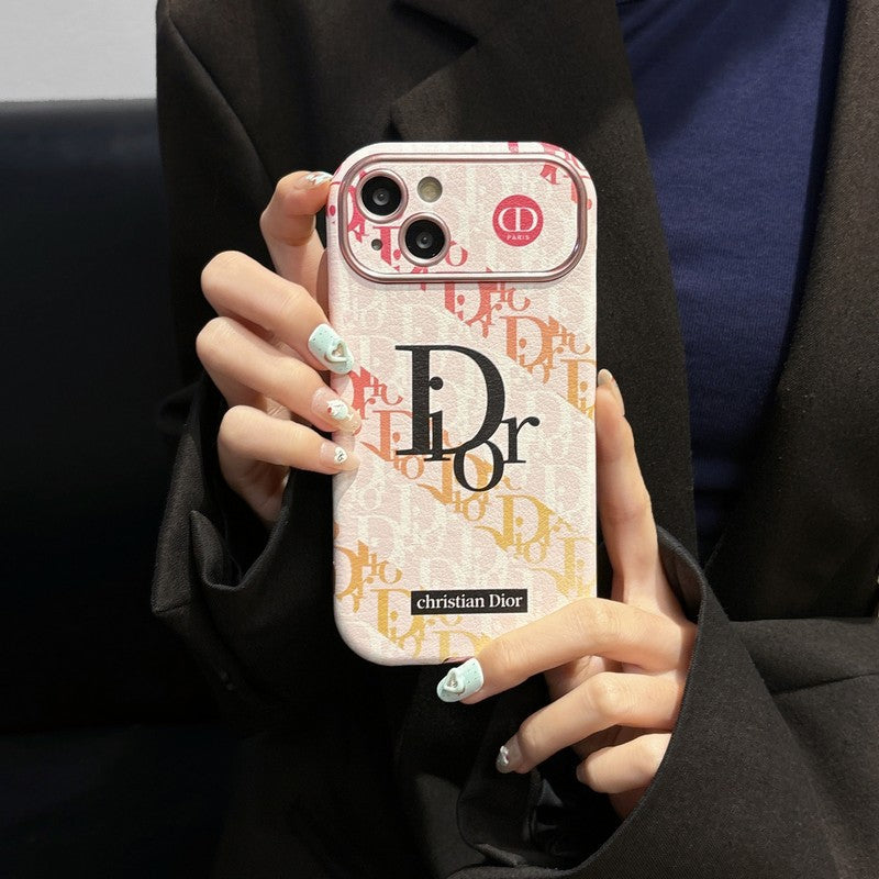 時尚白色 & 棕色皮革 iPhone 保護殼