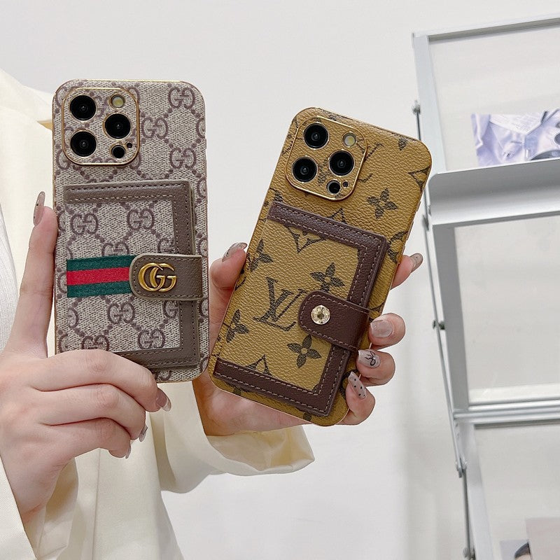 حقيبة بطاقات ملونة كلاسيكية فاخرة لهاتف iPhone