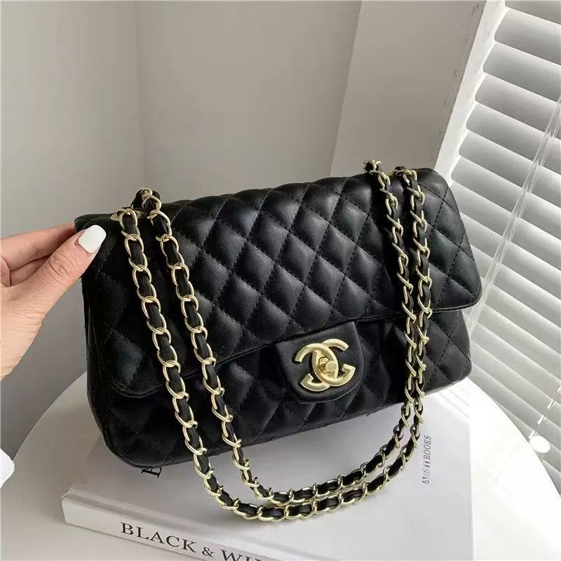 Quilted Chain Flap Leather Crossbody Bag