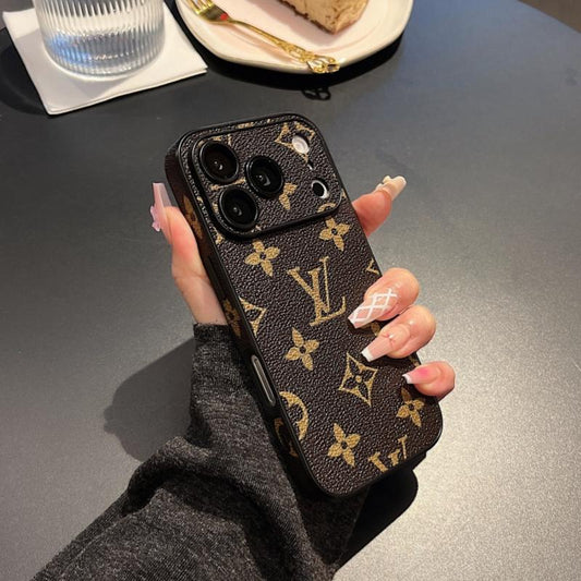 Premium θήκη για iPhone με δερμάτινη υφή Monogram
