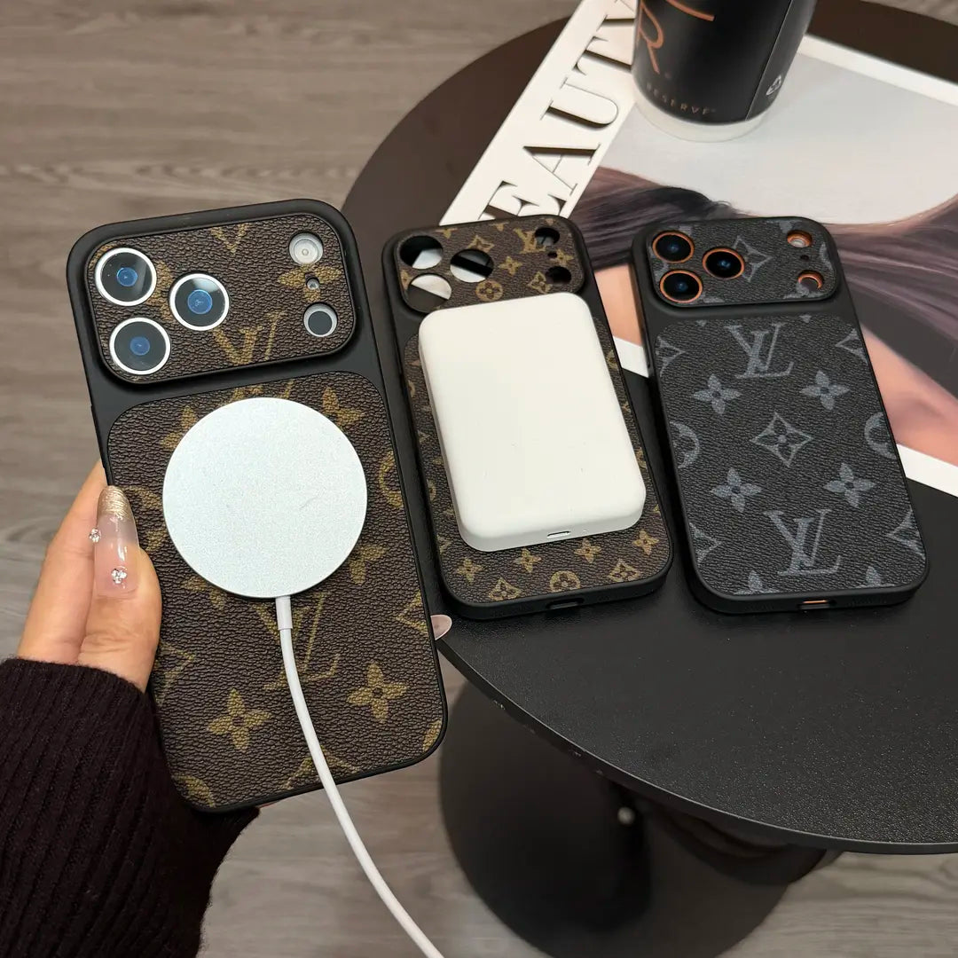 MagSafe klassische iPhone-Hülle aus Leder mit Monogramm