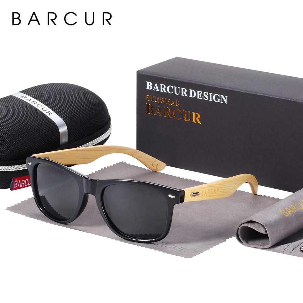BARCUR Polarized Bamboo Solbriller Mænd Træsolbriller Damemærke Originale træbriller Oculos de sol masculino