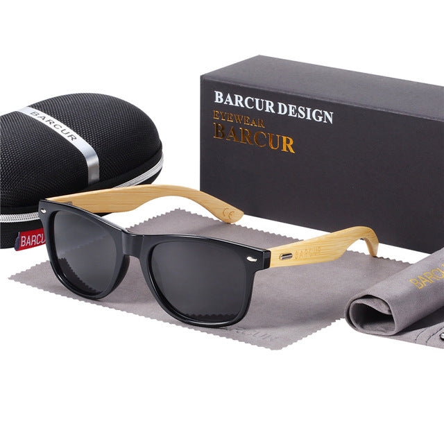 BARCUR Polarized Bamboo Solbriller Mænd Træsolbriller Damemærke Originale træbriller Oculos de sol masculino