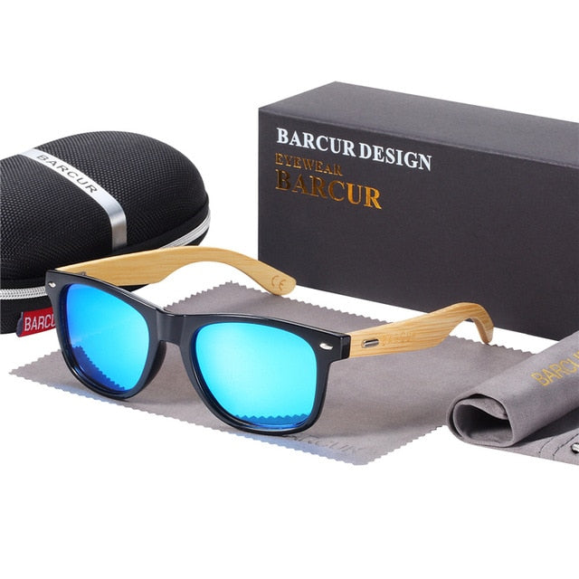 BARCUR Polarized Bamboo Solbriller Mænd Træsolbriller Damemærke Originale træbriller Oculos de sol masculino