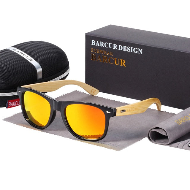 BARCUR Polarized Bamboo Solbriller Mænd Træsolbriller Damemærke Originale træbriller Oculos de sol masculino