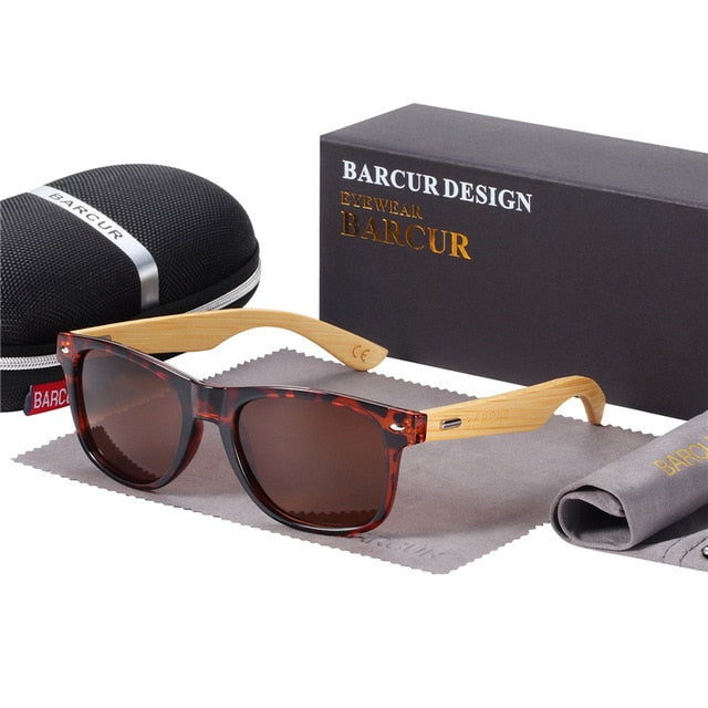 BARCUR Polarized Bamboo Solbriller Mænd Træsolbriller Damemærke Originale træbriller Oculos de sol masculino