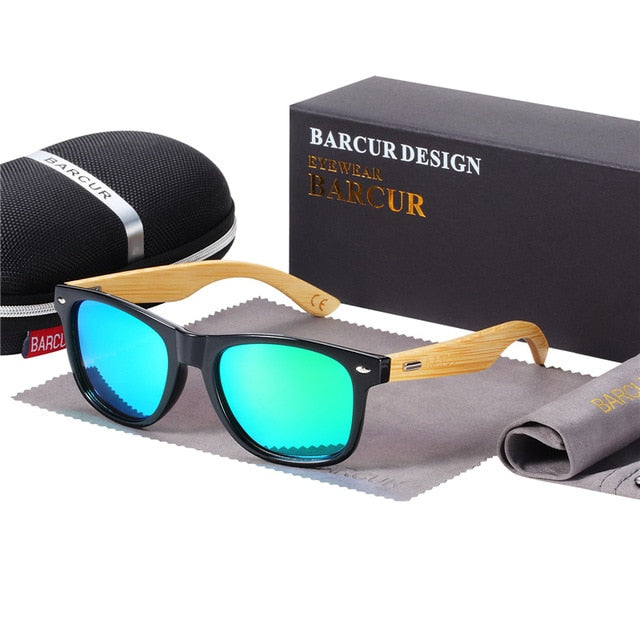 BARCUR Polarized Bamboo Solbriller Mænd Træsolbriller Damemærke Originale træbriller Oculos de sol masculino