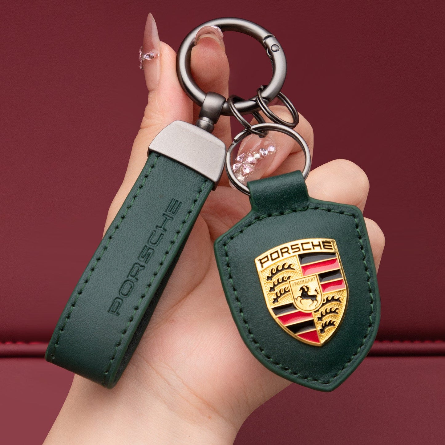 Porsche-Schlüsselanhänger aus echtem Leder