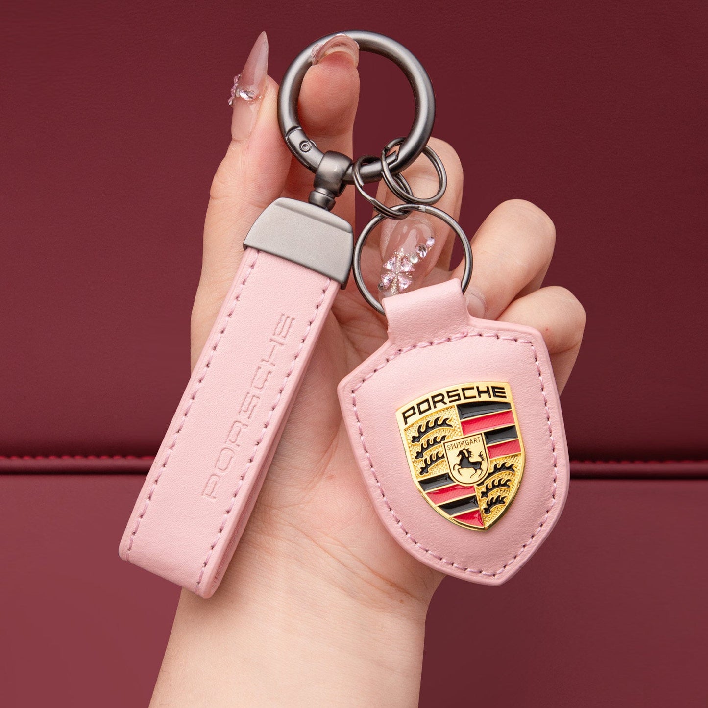 Porsche-Schlüsselanhänger aus echtem Leder