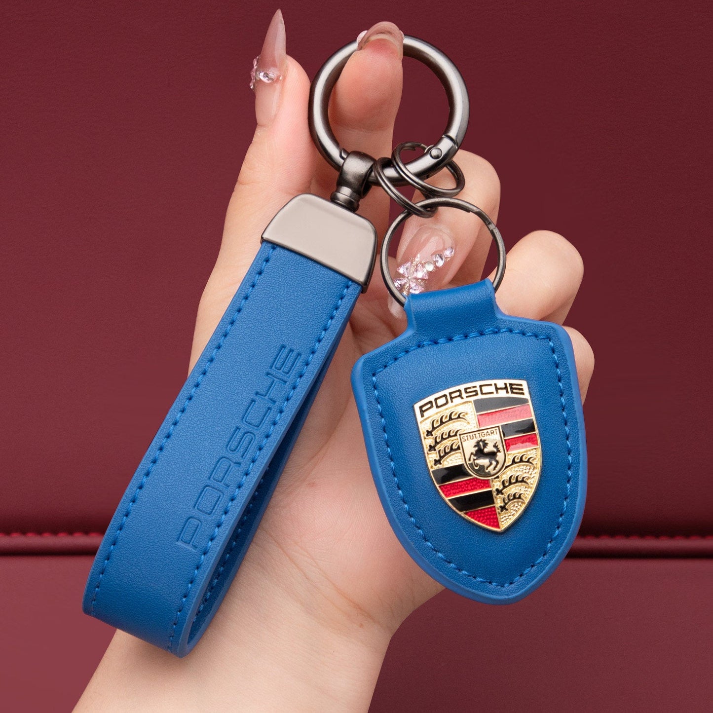 Porsche-Schlüsselanhänger aus echtem Leder